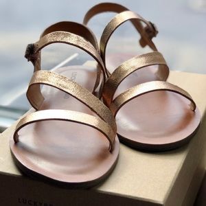 NIB Lucky Brand Alexcia Rose Gold Leather Sandals